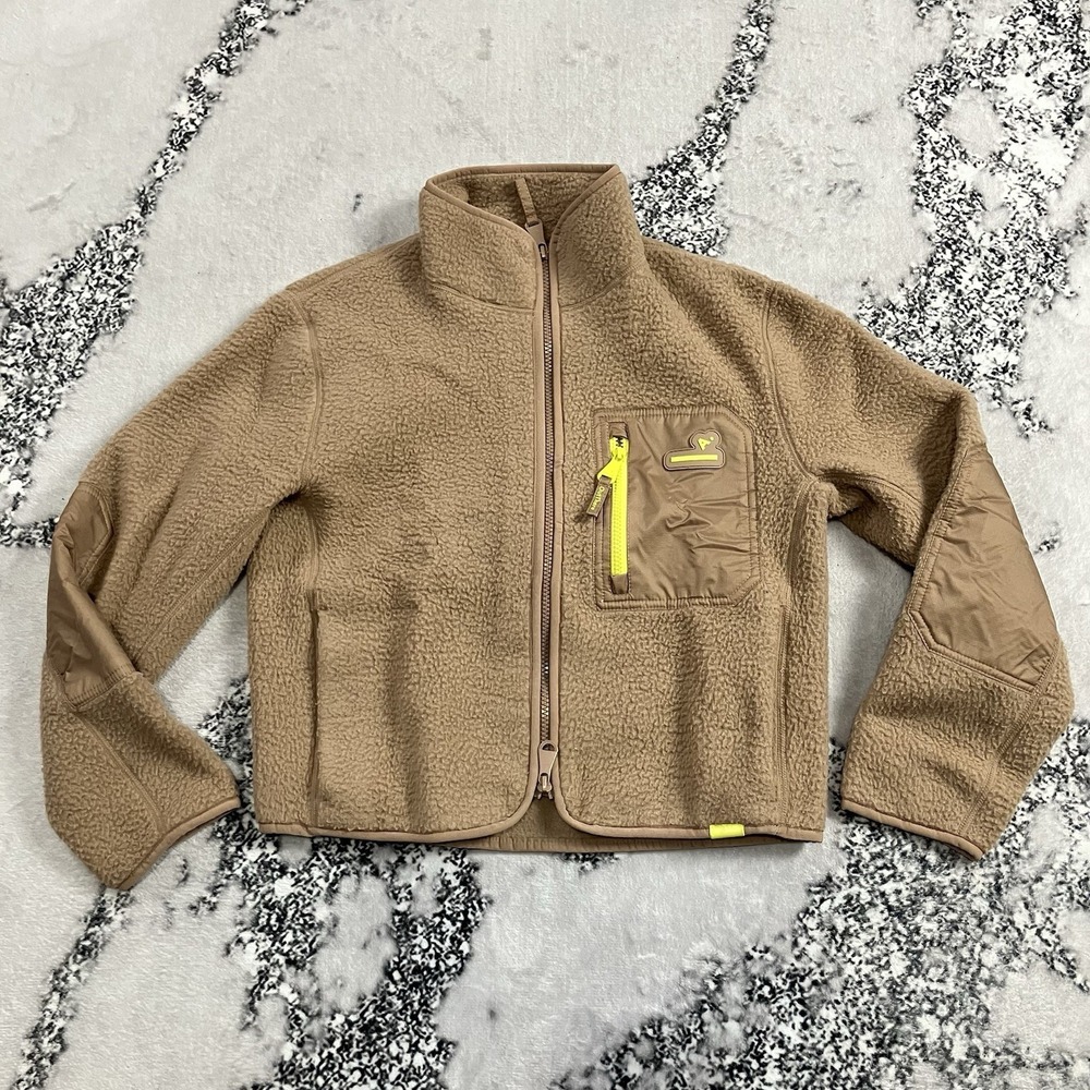 The Arrivals‎ Sherpa Fleece Jacket Full Zip Brown Utility Pockets Size XS